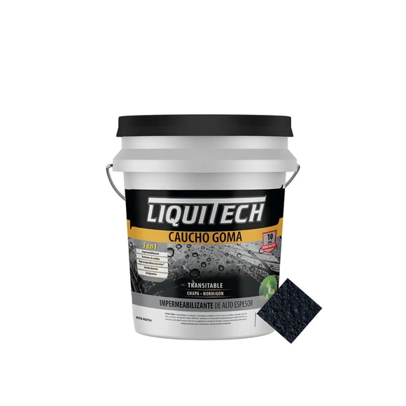 Pintura impermeabilizante Cauchogoma Liquitech Negro 4 Lts.