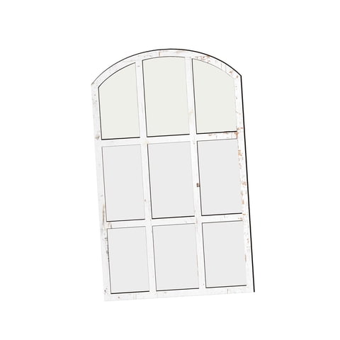 Magideal - Espejo Arqueado Con Marco De Madera Para Ventana, Espejo De Celosía, Decoración, Ideal Para Chimenea, Entrada Y Apartamento. Blanco