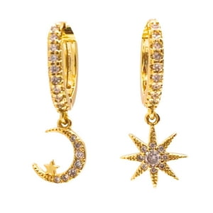 Nordvik London - Aros Luna, Estrella Y Sol, Plata 925, Chapado En Oro 18K