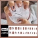 thumbnail image 2 of 24 pcs Short Square Leaf Line Press On Nails - Full Cover Acrylic False Nails for Women & Girls - Easy to Apply Manicure Glue On Tips, 2 of 2