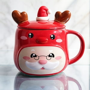 Taza De Santa Y Reno Navideña Y Moderna