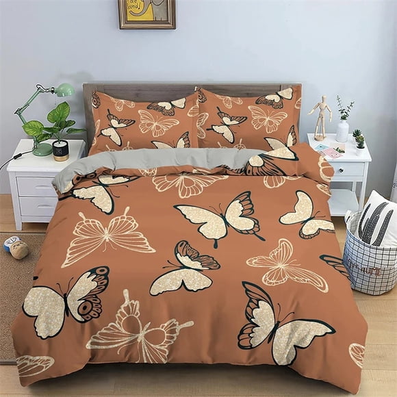 Butterfly Pattern Bedding Set Boys Girls Duvet Cover Pillowcase Bed Kids Adult