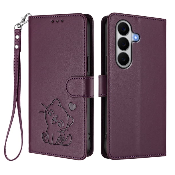 Funda de Gato tipo Libro para Samsung Galaxy A27 5G, Morado Oscuro