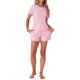 thumbnail image 2 of INSPIRE CHIC Conjuntos de Pijama para Mujer, Camiseta de Manga Corta con Cuello Redondo y Shorts con Volantes, Conjunto de 2 Piezas para Estar en Casa con Bolsillo M Rosa, 2 of 6