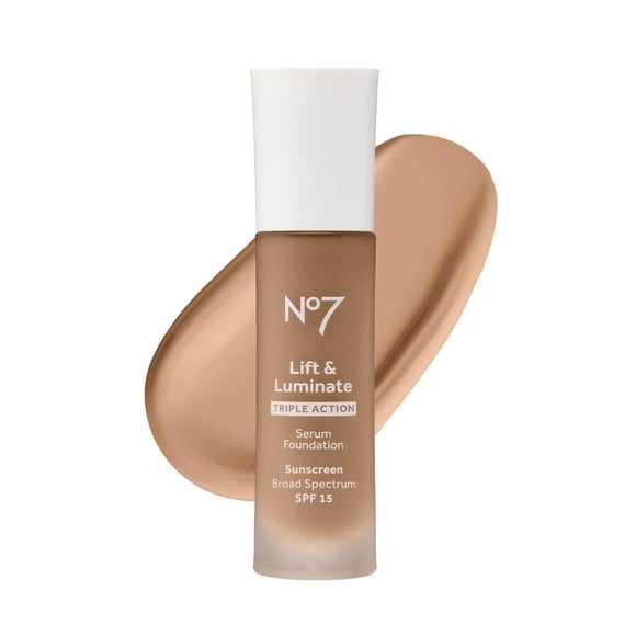 Base de maquillaje No7 Lift & Luminate de triple acción, color beige intenso, 30 ml