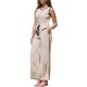 thumbnail image 4 of INSPIRE CHIC Conjunto de 2 Piezas para Mujer con Ribete en Contraste, Sin Mangas, Botones al Frente, Pantalones de Pierna Ancha, Color Albaricoque, Talla L, 4 of 6