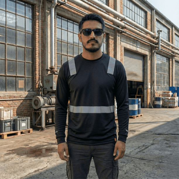 Polera Híbrida Reflectante Manga Larga UPF50+ Antibacterial Negro