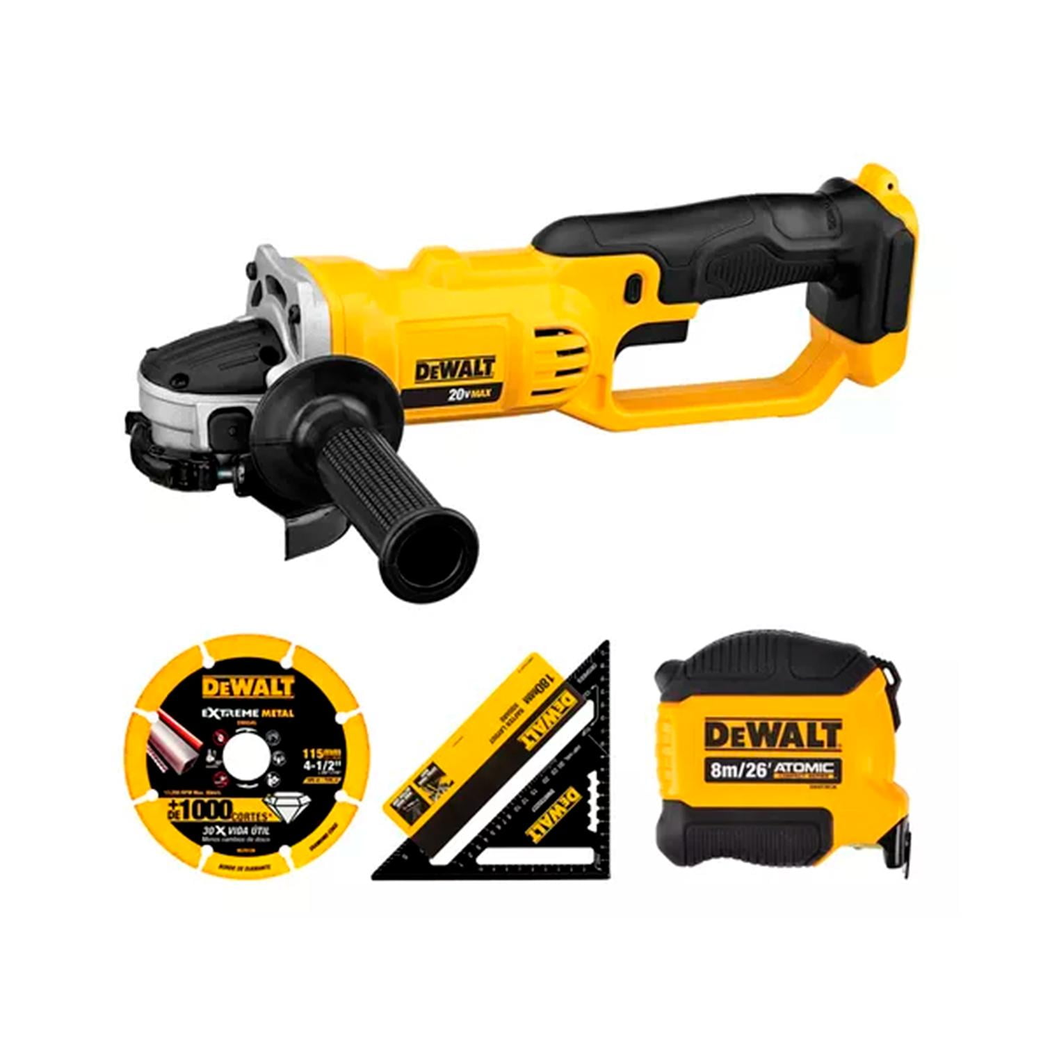 Kit Promo Esmeril Dewalt Dcg412b + Huincha + Escuadra Y Disco