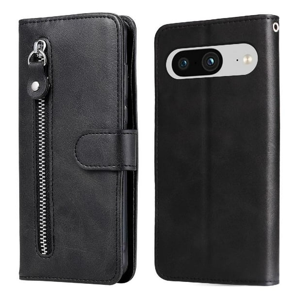 Funda con Cremallera para Google Pixel 8 , Carcasa Cartera de Cuero PU con Soporte y Tarjetero