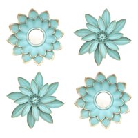 Genérico - Set 4 Espejos Y Flores De Loto Decorativos Turquesa Jhn