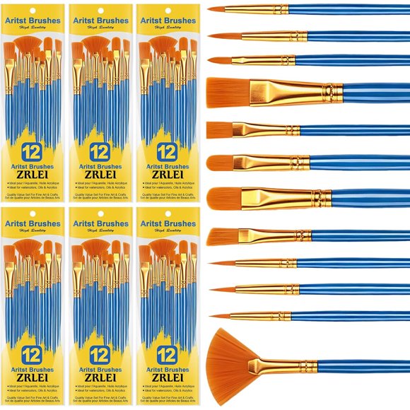 Set de Pinceles ZRLEI de 6 Paquetes con Punta Fina