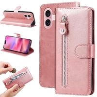 Gangxun - Funda Con Cremallera Para Iphone 16 Plus, Carcasa Cartera De Cuero Pu Con Soporte Y Tarjetero