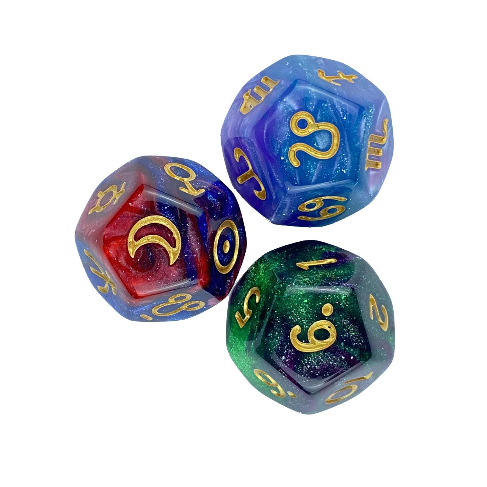 Magideal - 3 Unids Signos De Astrología Dados Constelación Dados Entretenimiento Juguetes Colección Juego Juego De Dados Dados Acrílicos Dados Poliédricos Para Estilo A