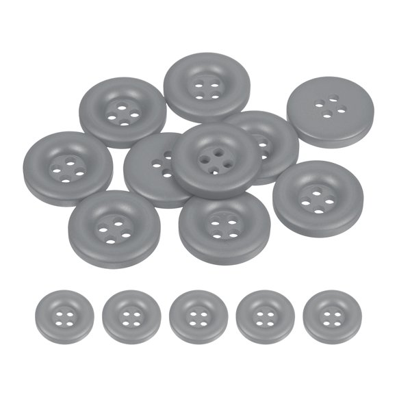 Uxcell 10pcs Botón de Costura 20mm 4 Agujeros Botones Redondos de Resina para Manualidades, Gris