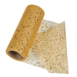 Magideal - Tul Con Lentejuelas Brillantes, 30 Yardas, Novedad, Ancho Versátil, Cinta De Malla De 6 "", Tela De Tul Para Decoración De Fiestas, Envoltura De Guirna Oro