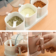 thumbnail image 3 of Juego de 3 azucareros con cucharas y tapas. Contenedores de alta capacidad para especias y condimentos. Tarro de cristal para especias, ideal para el hogar, la cocina y la cafetería., 3 of 5