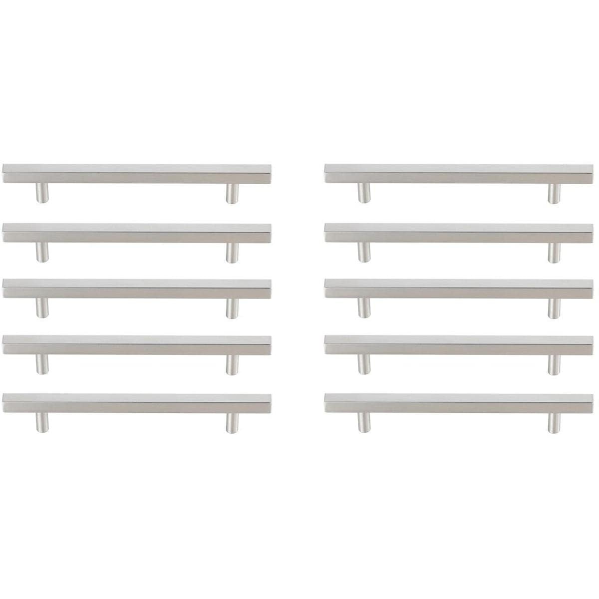 Tiradores De Barra Elegant Decor Dior De 16 Cm, Níquel Cepillado, Juego De 10
