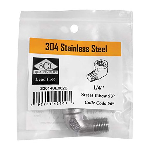 Smith Cooper Street Elbow 90°, acero inoxidable, 1/4 pulgadas