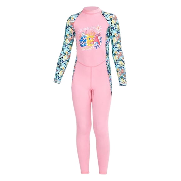 Traje de baño para niños, traje de baño con cremallera, manga larga, trajes completos, traje de buceo, traje húmedo para deportes acuáticos, kayak, su Rosa L