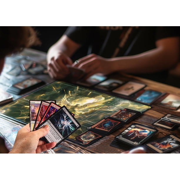 Tapete Pokemon Tcg Alfombrilla De Juego MTG Con Zonas - Diseño Ajani Goldmane, Superficie De Goma Suave, Bordes Cosidos, Con Bolsa Impermeable Gratis