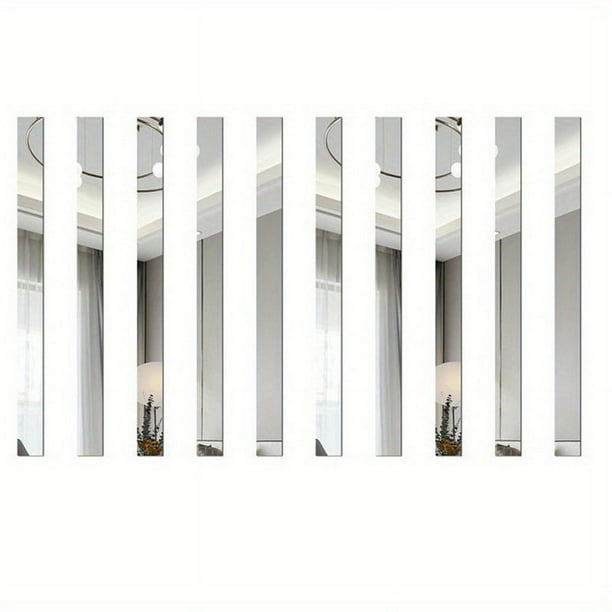 10PCS 7.87inch*1.97inch Wall Acrylic Decoration Strip With Self-Adhesive Removable Decals Stickers For Wall Frames/Wallpaper Border/Waist Lines