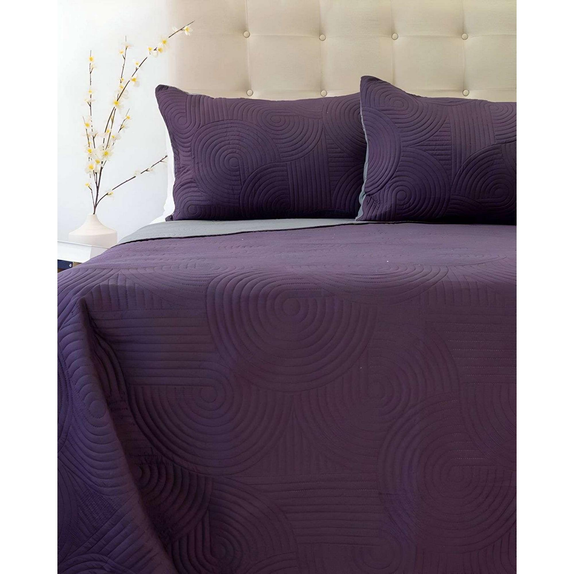 Cubrecama Quilt Hotpress Liso Bicolor King Doral