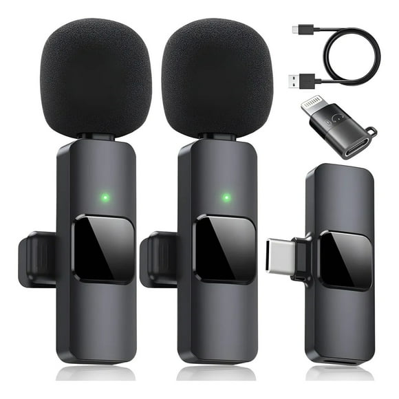 2 Micrófonos Lavalier Solapa Inalámbrico Compatible iPhone