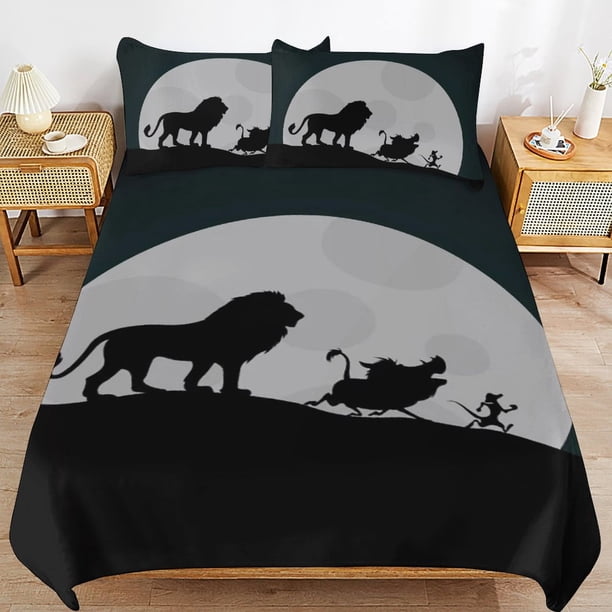 The Lion King Cartoon Bedding Sets Ultra Soft Skin-Friendly Duvet Cover 3 Piece, Cute Comforter Cover Bed Set for Boys Girls Kids