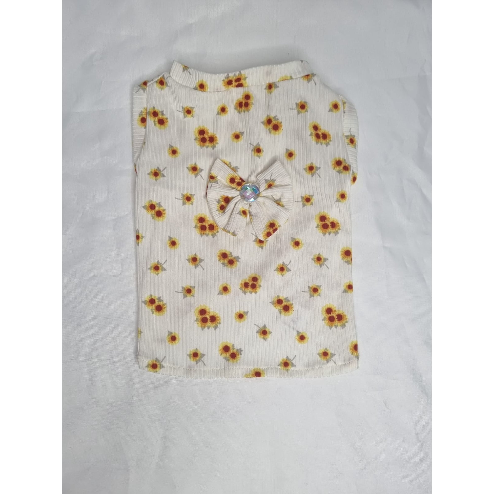 Polera mascota girasoles talla M corto