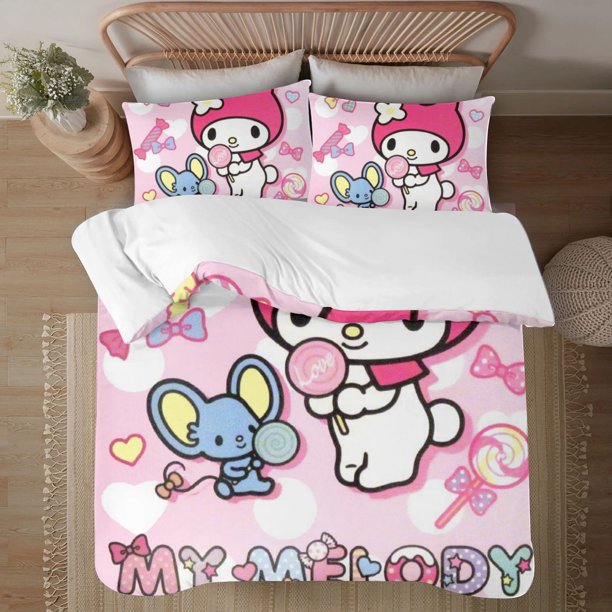 My Melody 3-Piece Bedding Set For Kids Boys Girls Adult Cartoon Warm Cute Fashion Holiday Present Gift Bed Sheets