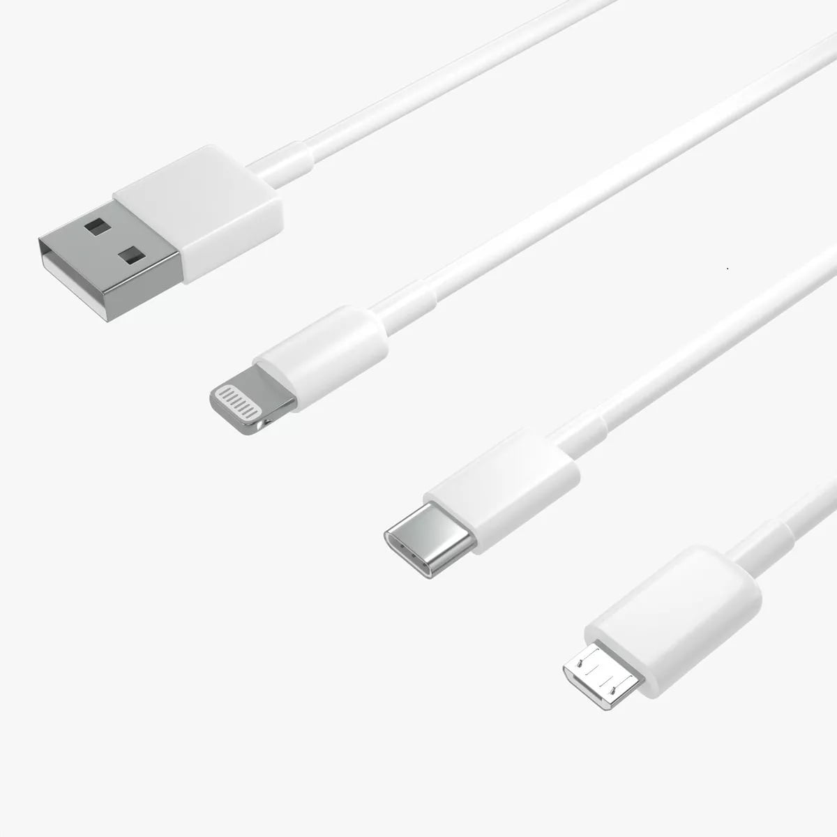 Genérico - Cable De Carga Para Celular Carga Rápida 3 Salidas Puntas Incluidas 3 En 1 2.4a Reforzado 1 Mt. Compatible Para Iphone Micro Usb Y Tipo C