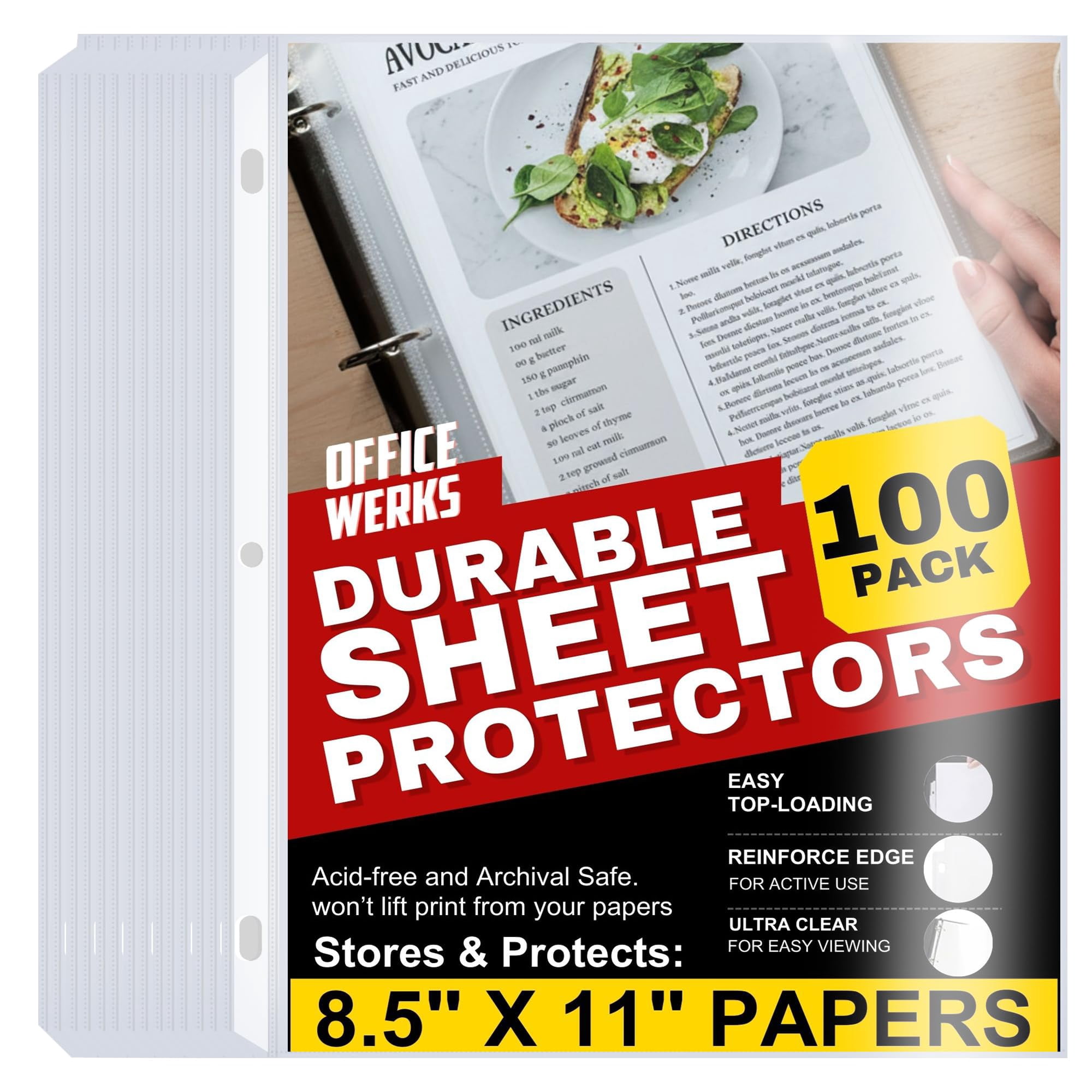 Carpeta Transparente Con 3 Anillas Sheet Protectors Office Werks 100, 8.5 X 11 Pulgadas