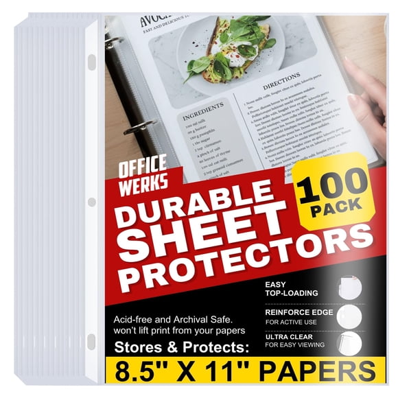 Carpeta transparente con 3 anillas Sheet Protectors Office Werks 100, 8.5 x 11 pulgadas