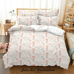 Milsleep - 3D Cartoon Océano Medusas Cachalote Fish Pattern Funda De Edredón Set Ropa De Cama Set
