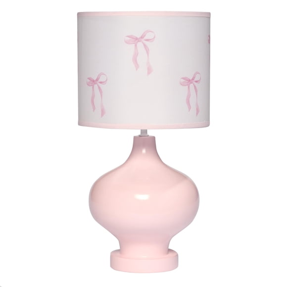 Lámpara Lambs & Ivy Coquette con moños rosas, 36 cm de alto