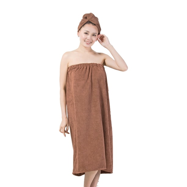 Conjunto de bata de spa para mujer, toalla de baño de microfibra suave, acogedora y absorbente con gorro turbante para secar el cabello.