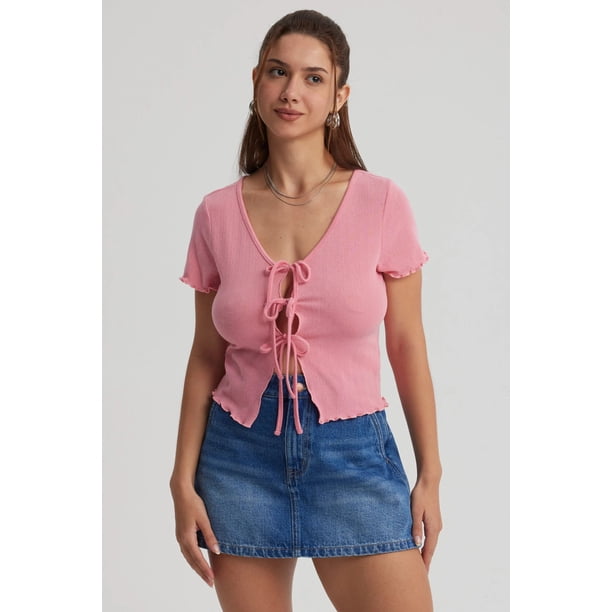 Polera Mujer Amarra Delantero Rosado Claro