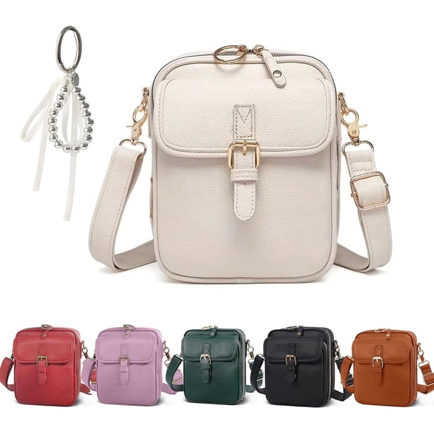 Bolso bandolera mujer retro piel sintética hombro mensajero cartera integrada ranuras tarjetas antirrobo