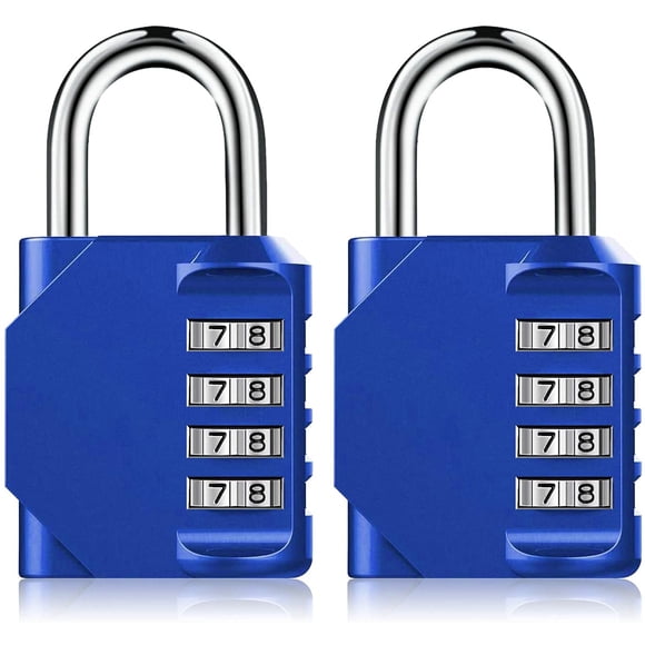Candado de combinación AIHYTU de 4 dígitos para locker, paquete de 2, azul