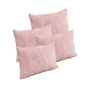 Genérico - Pack De 4 Fundas De Cojin Serie Hojas 30X50 Cm Rosa