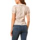 thumbnail image 3 of INSPIRE CHIC Blusa de Mujer con Botones, Manga Corta Abullonada, Cuello Vuelto, Floral, Algodón, Talla XS, Blanco, 3 of 8
