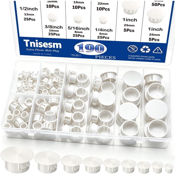 Tnisesm 190 tapones de plástico y nailon para orificios, 9 tamaños