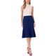 thumbnail image 2 of INSPIRE CHIC Faldas midi para mujer con cintura alta elástica para el verano, falda de línea A fluida y moderna, talla S, azul oscuro, 2 of 6