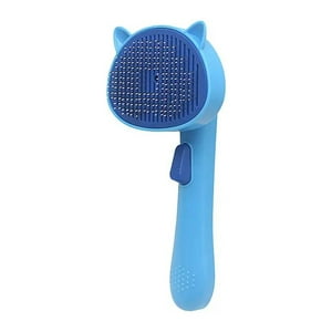 Mimi Mascotas - Cepillo Para Mascotas, Con Botón Extractor, Diseño De Orejas, Color Azul