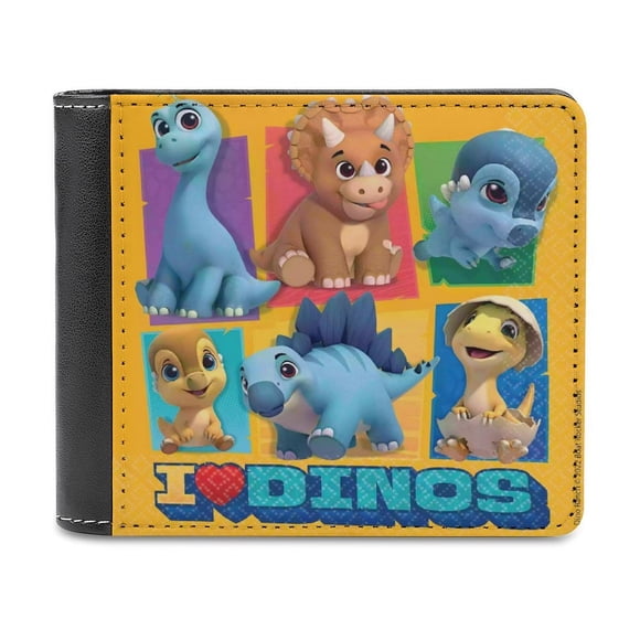 Dino Ranch Cartera de Cuero PU para Hombres, Tarjetero Bifold Delgado, Cartera Minimalista de Cuero Sintético Suave