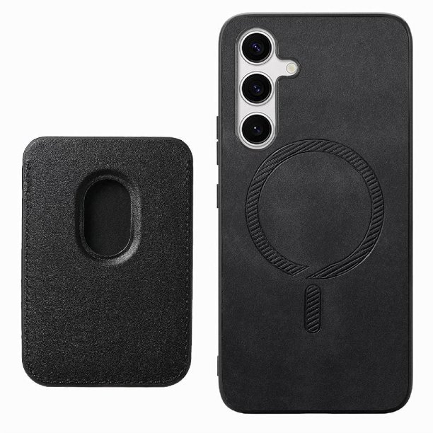Funda de Cuero Magnética con Tarjetero para Samsung Galaxy S25 Plus Cubierta Delgada Negro