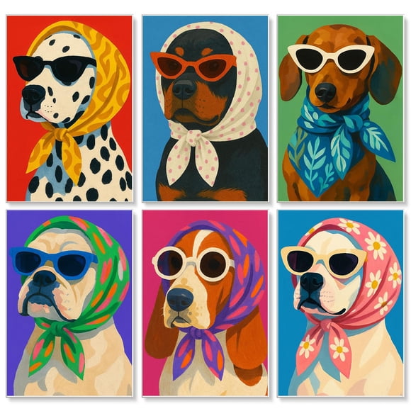 Pintura por Números GEEHEIY Pack de 6 Pinturas de Perro 20x25 cm