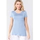thumbnail image 1 of Saronite Camiseta Básica de Manga Corta con Cuello Redondo y Bolsillo, Azul Hielo (para Mujer), 1 of 3