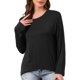 thumbnail image 1 of INSPIRE CHIC Camisetas de Loungewear para Mujer de Manga Larga con Hombro Caído Sobredimensionado y Dobladillo Alto Bajo Cuello Redondo Camisetas de Ropa Interior para Dormir L Negro, 1 of 6