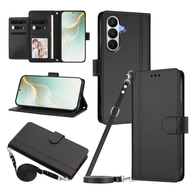 Funda Tipo Libro para Samsung Galaxy S26 con Ranuras para Tarjetas, Negro
